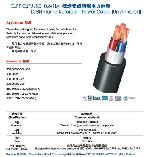 (CJPJ、CJPF)SC（船用低烟无卤阻燃电力电缆）